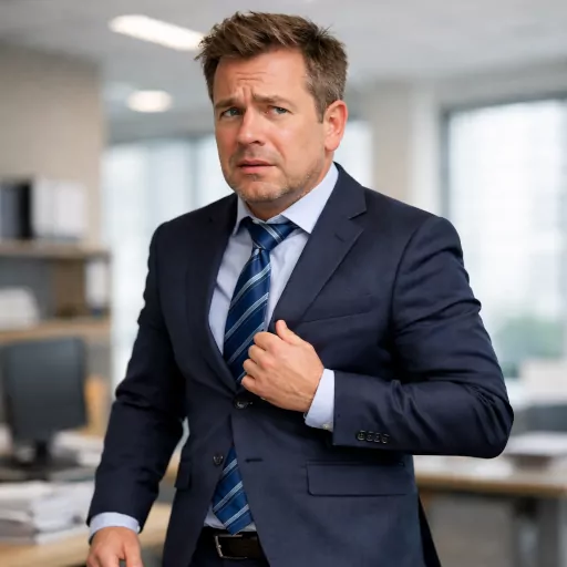 Geschäftsmann in zu engem Anzug – AGB müssen zum Unternehmen passen.